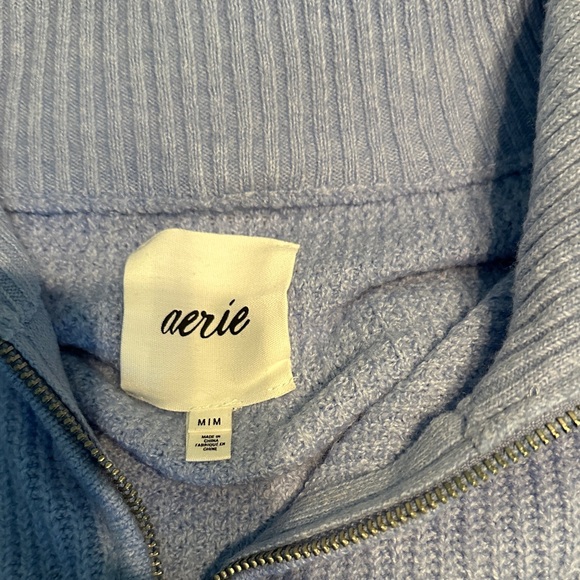 Aerie Zip-Up Sweater in Soft Blue - Picture 2 of 3